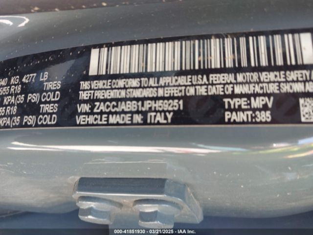 ZACCJABB1JPH59251 Jeep Renegade Altitude Fwd