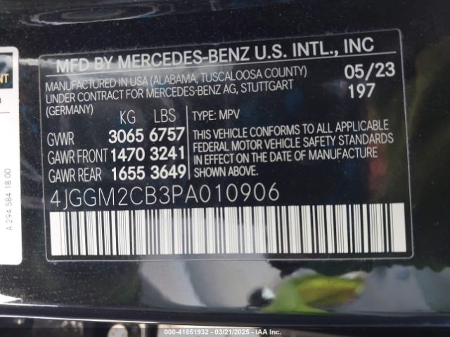 4JGGM2CB3PA010906 Mercedes-Benz Eqe 500 Suv 4matic