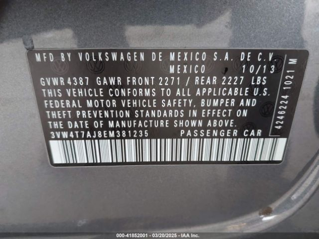 3VW4T7AJ8EM381235 Volkswagen Jetta Gli Autobahn W/nav