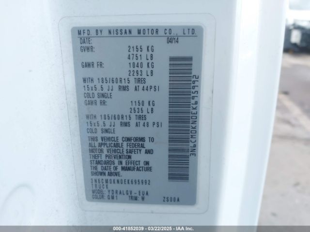 3N6CM0KN0EK695992 Nissan NV200 SV
