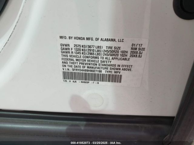 5FRYD4H89HB027198 Acura Mdx Advance Package