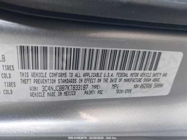 3C4NJCBB7KT833187 Jeep Compass Latitude Fwd