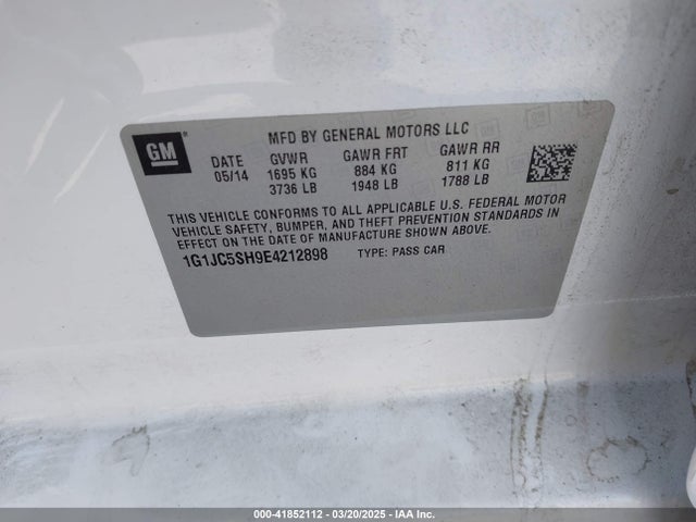 1G1JC5SH9E4212898 Chevrolet Sonic Lt Auto