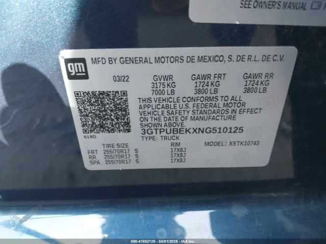 3GTPUBEKXNG510125 GMC Sierra 1500 4wd  Standard Box Sle