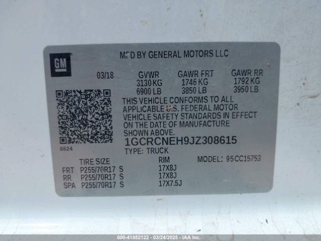 1GCRCNEH9JZ308615 Chevrolet Silverado 1500 Wt