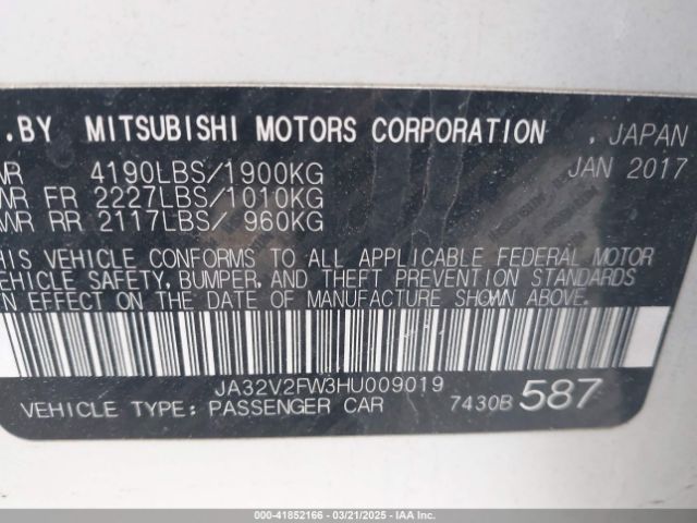 JA32V2FW3HU009019 Mitsubishi Lancer Es/se/sel