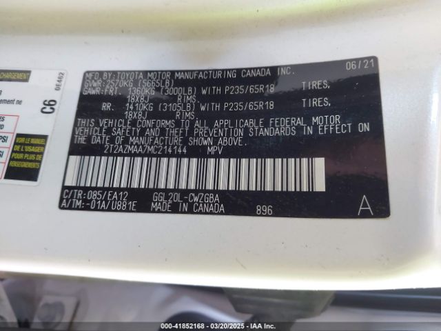 2T2AZMAA7MC214144 Lexus RX 350