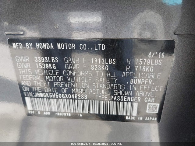 JHMGK5H50GX046238 Honda FIT LX