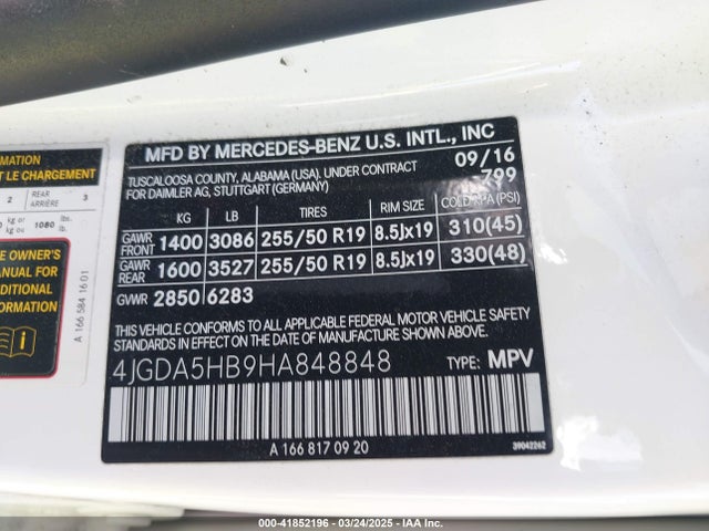 4JGDA5HB9HA848848 Mercedes-Benz Gle 350 4matic