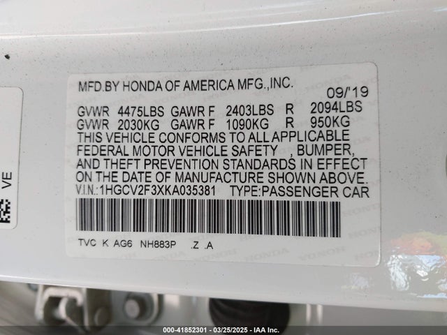 1HGCV2F3XKA035381 Honda Accord Sport 2.0t