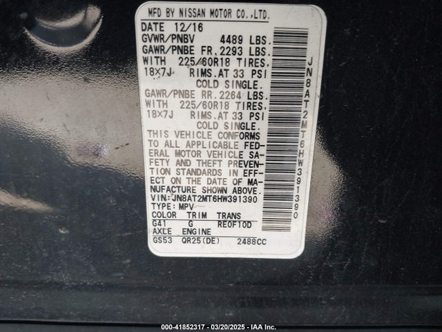 Nissan Rogue Sl 2017 JN8AT2MT6HW391390 Image 9