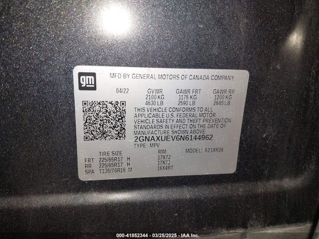 2GNAXUEV6N6144962 Chevrolet Equinox Awd Lt