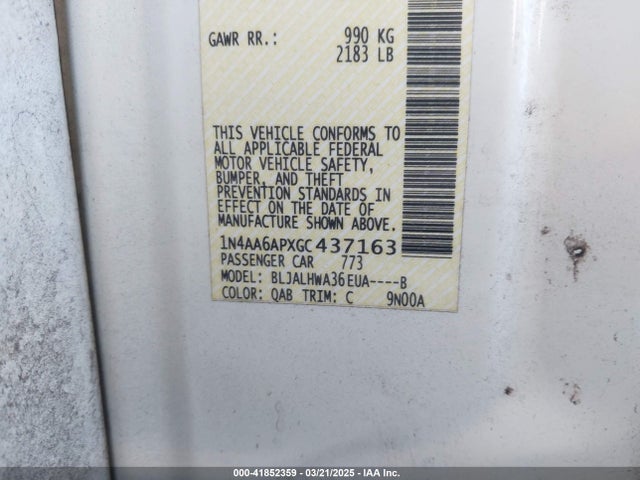1N4AA6APXGC437163 Nissan Maxima 3.5 Platinum