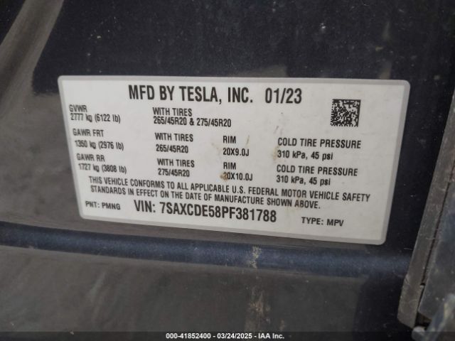 2023 TESLA MODEL X 7SAXCDE58PF381788 Photo 8