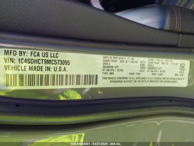 1C4SDHCT9MC573095 Dodge Durango R/t Rwd