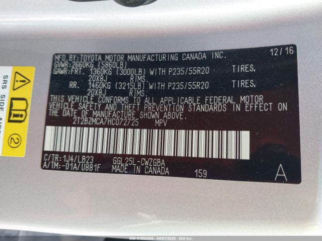 2T2BZMCA7HC072725 Lexus RX 350