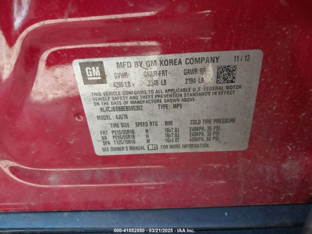 KL4CJBSB8EB595352 Buick Encore Convenience