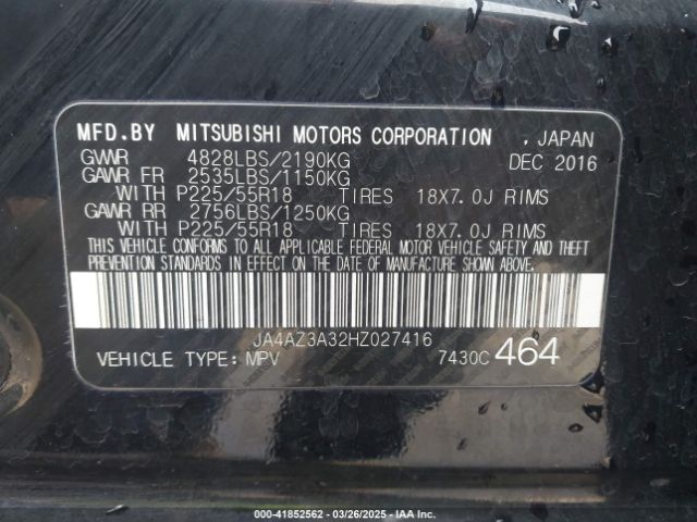JA4AZ3A32HZ027416 Mitsubishi Outlander Se/sel