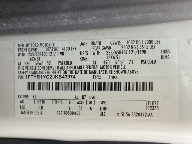 1FTYR1YG2JKB43974 Ford Transit-250