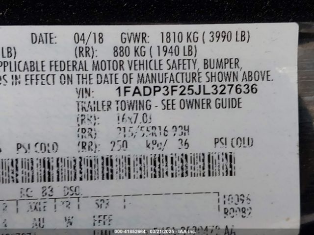 2018 FORD FOCUS 1FADP3F25JL327636 Photo 8
