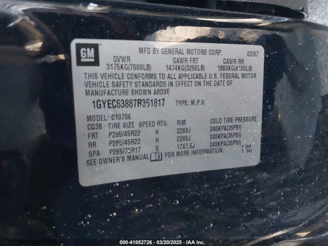 2007 CADILLAC ESCALADE 1GYEC63887R361817 Photo 8