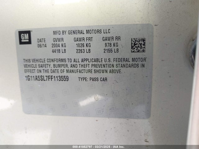 1G11A5SL7FF113559 Chevrolet Malibu 1fl