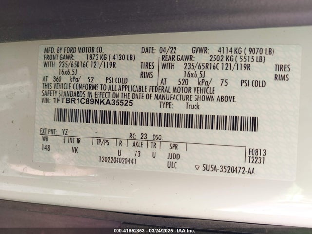 1FTBR1C89NKA35525 Ford Transit-250