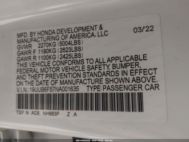 19UUB6F57NA001635 Acura Tlx A-spec Package