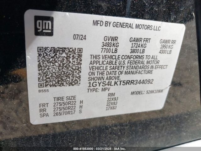 1GYS4LKT5RR344092 Cadillac Escalade Esv 4wd Premium Luxury