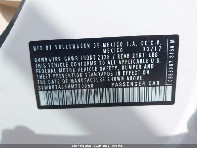3VWDB7AJ5HM320058 Volkswagen Jetta 1.4t Se