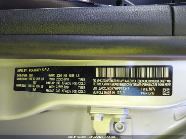 ZACCJBDB7HPE87317 Jeep Renegade Limited 4x4