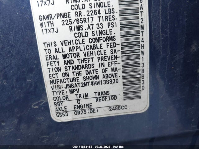 JN8AT2MT4HW138830 Nissan ROGUE S