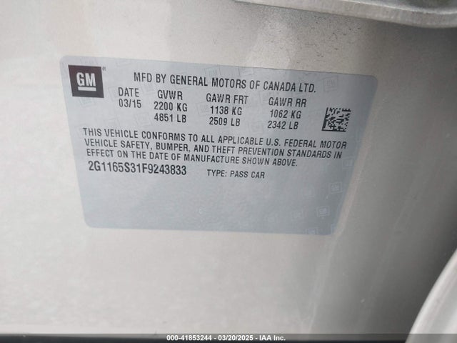 2G1165S31F9243833 Chevrolet IMPALA 2LZ