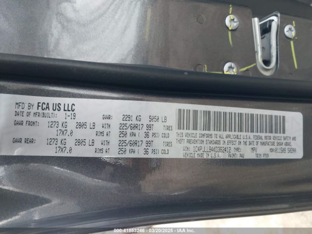 1C4PJLLB4KD382412 Jeep Cherokee Latitude Plus Fwd