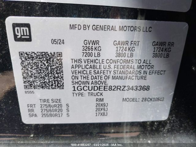 1GCUDEE82RZ343368 Chevrolet Silverado 1500 4wd  Short Bed Rst