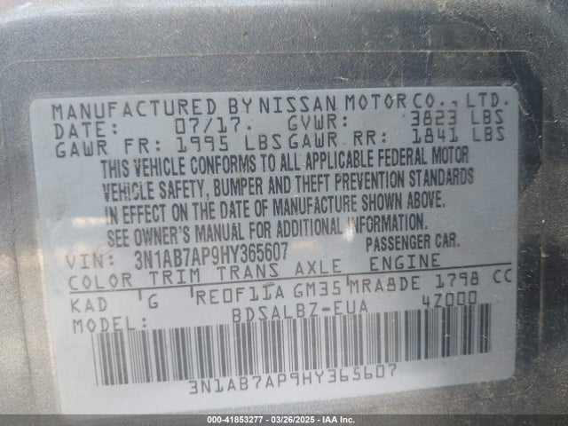 3N1AB7AP9HY365607 Nissan SENTRA S