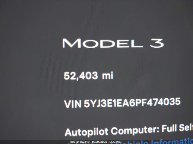 5YJ3E1EA6PF474035 Tesla Model 3 Rear-wheel Drive