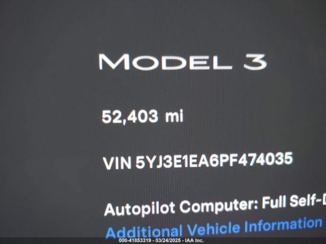 5YJ3E1EA6PF474035 Tesla Model 3 Rear-wheel Drive