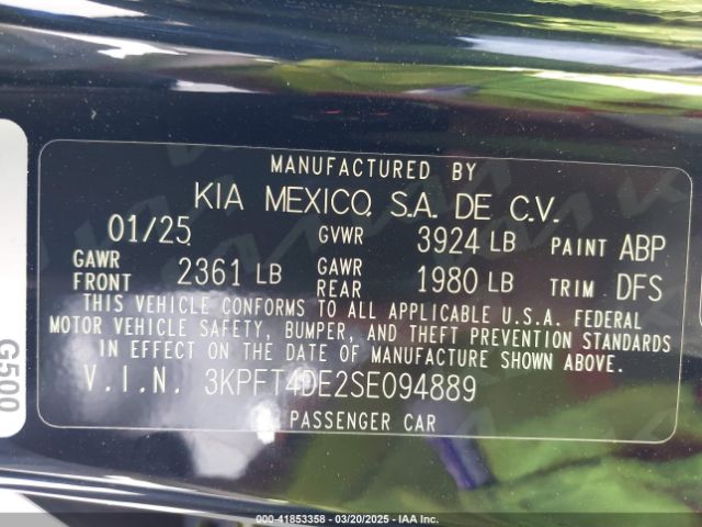3KPFT4DE2SE094889 KIA K4 Lxs
