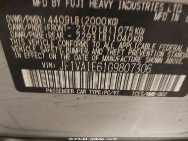 JF1VA1E61G9807306 Subaru Wrx Premium