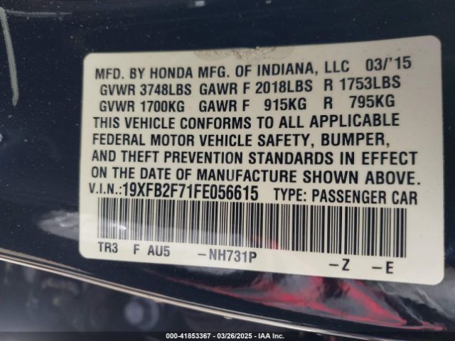 19XFB2F71FE056615 Honda CIVIC SE