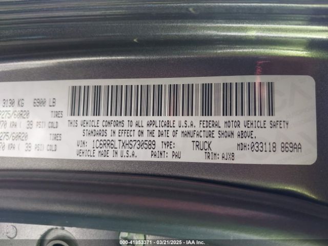 1C6RR6LTXHS730589 RAM 1500 Lone Star Silver  4x2 5'7 Box