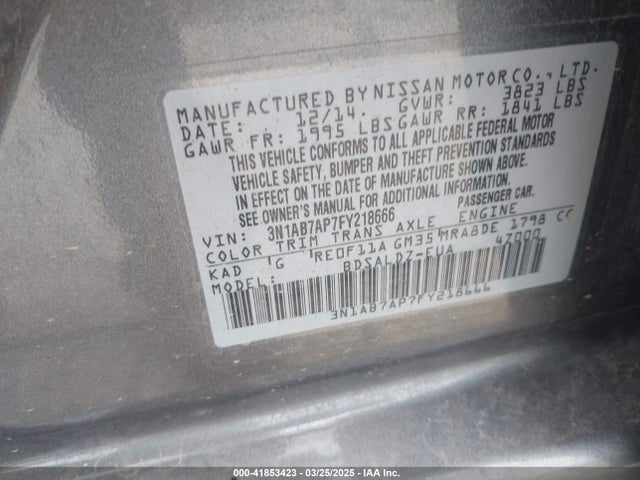 3N1AB7AP7FY218666 Nissan Sentra Fe+ S/s/sl/sr/sv