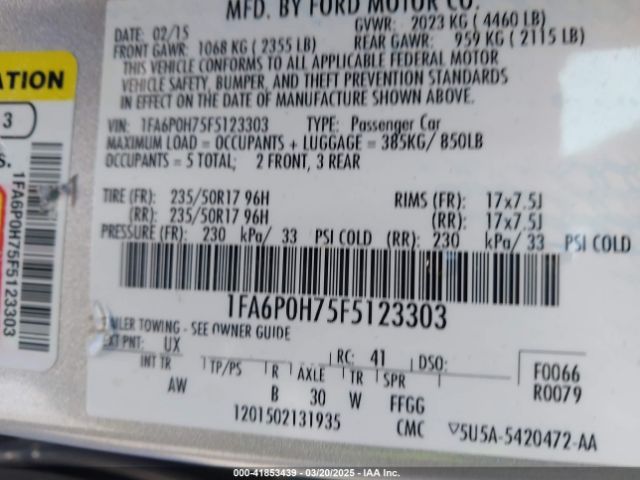 1FA6P0H75F5123303 Ford FUSION SE