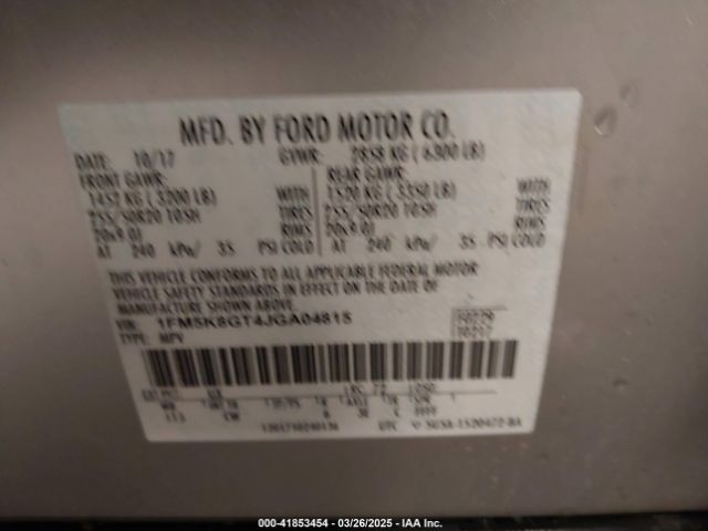 1FM5K8GT4JGA04815 Ford EXPLORER SPORT