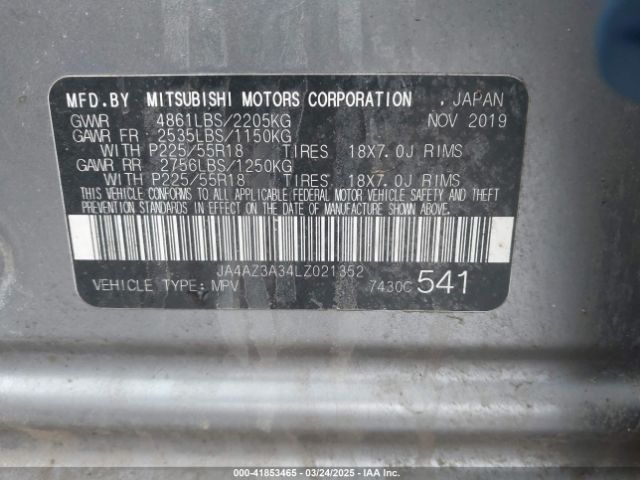 JA4AZ3A34LZ021352 Mitsubishi Outlander Sel 2.4 S-awc