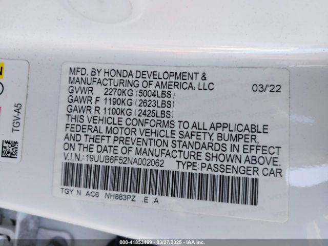 19UUB6F52NA002062 Acura Tlx A-spec Package