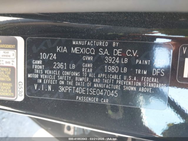 3KPFT4DE1SE047045 KIA K4 Lx