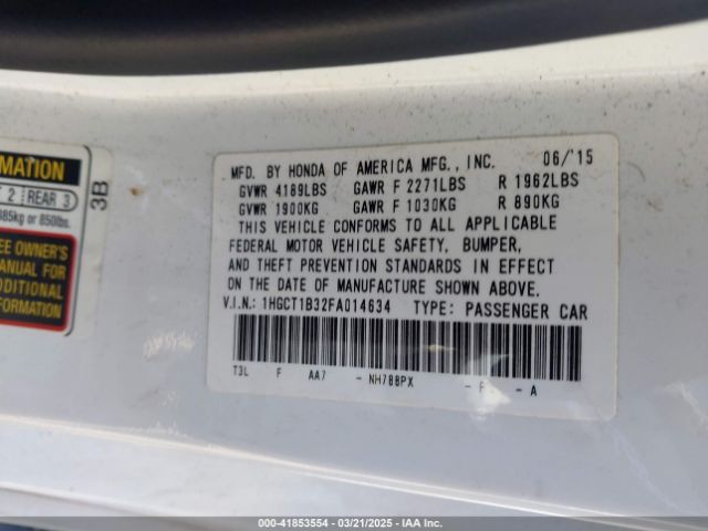 1HGCT1B32FA014634 Honda Accord Lx-s