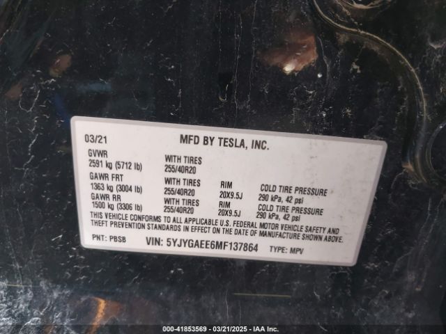2021 TESLA MODEL Y 5YJYGAEE6MF137864 Photo 8